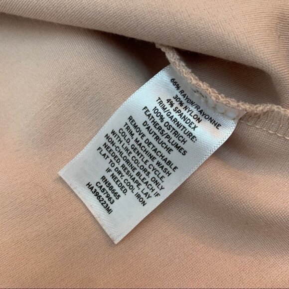 𝅺halogen Removable Feather Ostrich Sleeve Trim Ponte Top Blush Sz S - Picture 8 of 11